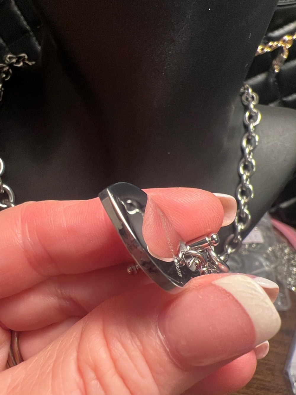 Silver Heart Tag Toggle Necklace and Bracelet Set - Picture 3 of 16